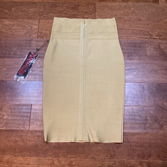 NWT Green Tea Wow Couture High waist Zip up Bandage Pencil Skirt - Picture 4 of 5